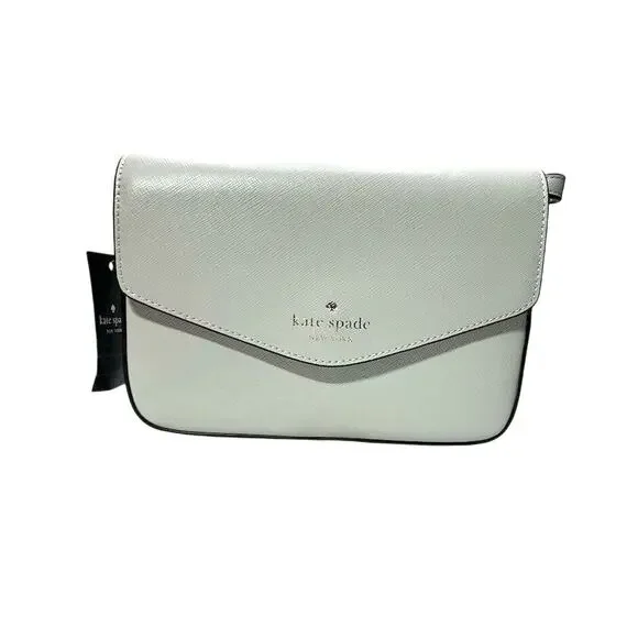 Kate Spade Sadie Envelope Crossbody Platinum Saffiano Leather Chic Minimalist - Picture 2 of 11